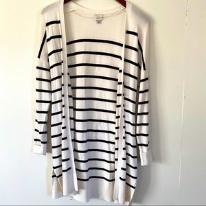 White & Black Striped Cardigan